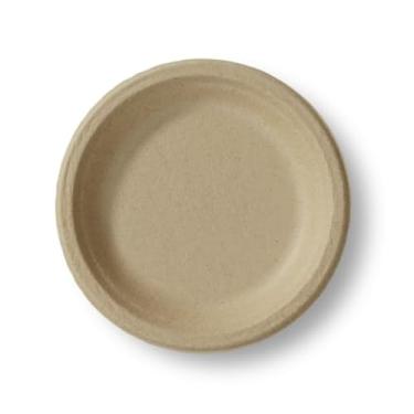 Imagem de Tellus Products, pratos descartáveis ecológicos de 15 cm, cor natural, feito nos EUA de cana de açúcar (125 unidades)