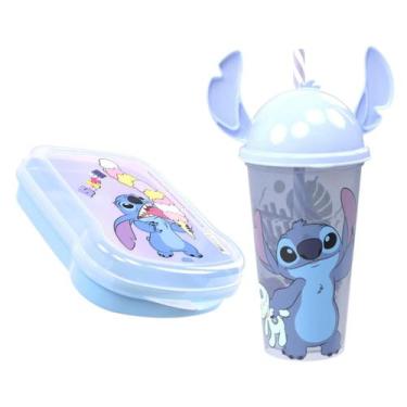 Imagem de Kit Copo e Lancheira Stitch Infantil Volta às Aulas - Plasutil