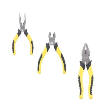 Imagem de Jogo 3 Alicates de Corte Diagonal, de Bico e Universal Sibratec | Cabo Isolado (3 peças)
