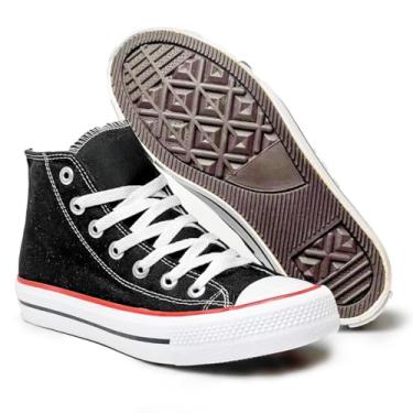 Imagem de Tenis Feminino Casual Academia Star Bota Cano Alto All Confortavel (Preto Branco, BR, Adulto, Numérico, 34)