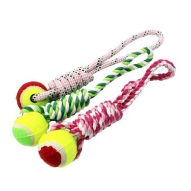 Imagem de Brinquedo Mordedor para Cachorro BOLA DE TENIS CORDA MOLA FORCA cor Sortida