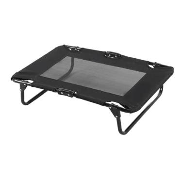 Imagem de Cama Elevada para Animais de Estimação Com Estrutura de Aço Com Malha de Resfriamento Dobrável para Casa e Exterior Preto (76 * 51 * 18cm)