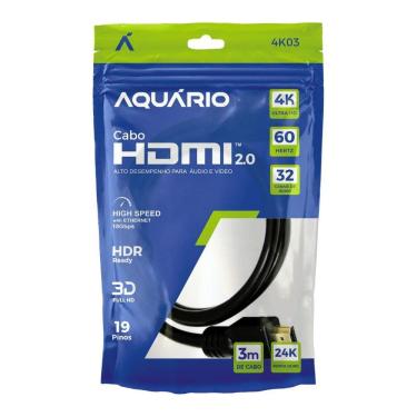 Imagem de Cabo Hdmi 2.0 Aquário 4K03 4k 3 Metros 3D 19 Pinos