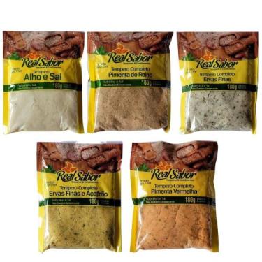 Imagem de Kit 5 Temperos Completos Real Sabor 180g Pimenta Alho Ervas Ltt Alimen
