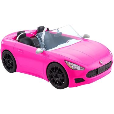 Imagem de Barbie Conversível veículo de 2 lugares, carro rosa com rodas de rolamento e detalhes realistas, presente para crianças de 3 a 7 anos