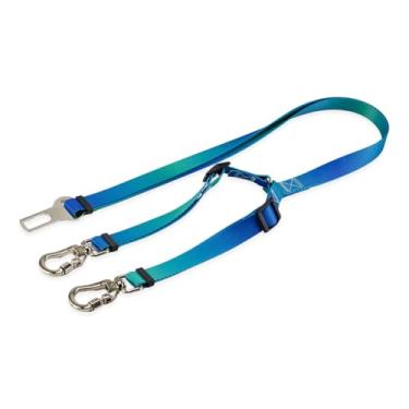 Imagem de Basic Pet Cinto De Segurança Pet Duplo Universal Cachorro Gato Cães Gatos Carro Coleira Adaptador Ajustável (Lake)