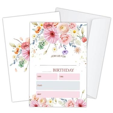 Imagem de haipino Convites de festa de aniversário floral em aquarela junte-se a nós, convites de aniversário florais para mulheres, crianças, meninos, meninas, adolescentes, adultos, ideias para convites de
