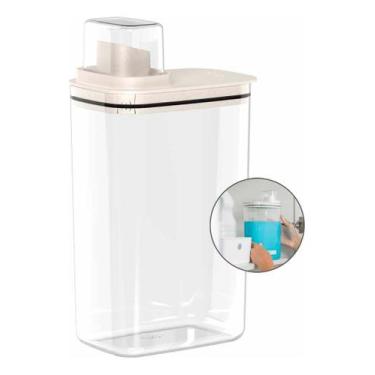 Imagem de Dispenser Organizador Lavanderia Copo Medidor 2,3l - Bege - Ou
