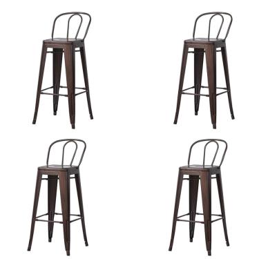 Imagem de Kit 4 Banquetas Altas ANM6990B Iron Tolix Titan Anima Office Encosto Alto Bronze