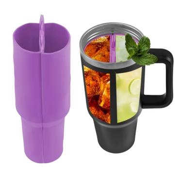 Imagem de Forro de silicone separador 2 em 1, bandeja interna de seção de copo para acessórios de xícara, forro de copo de 1,134 g com 2 compartimentos, forro de copo com tampa para coquetéis de suco de café e