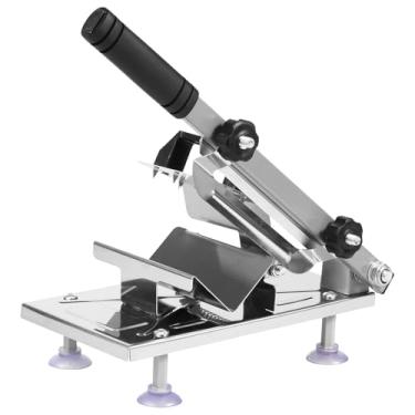 Imagem de DJAPWPX - Cortador de carne rozen, cortador manual de aço inoxidável, fatiador de carne com ventosas antiderrapantes, máquina de corte de carne ajustável de espessura, cortador de carne congelada para