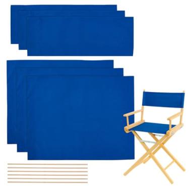 Imagem de NBEADS 3 conjuntos de capas de cadeira de diretor de substituição, kits de capas de cadeira de diretor de lona azul com palitos de madeira para cadeiras de filmagem de maquiagem, 20,87 × 16,73