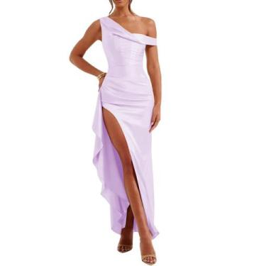 Imagem de Vestido Alphirkut Satin Wedding Guest, longo, baile, lilás, tamanho 8