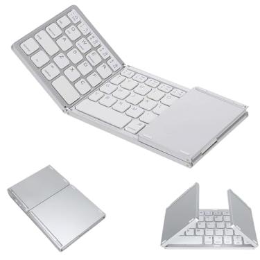 Imagem de Mini Teclado Dobrável Portátil Tecnologia Bluetooth Sem Fio Com Touchpad (PRATA)
