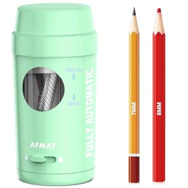 Imagem de AFMAT Apontador de lápis elétrico PSX8, entrada e saída automática, apontador totalmente automático para lápis de cor, apontadores de mãos livres recarregáveis para lápis de 7 a 8 mm, bom para sala de