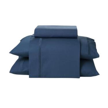 Imagem de Jogo de Cama Casal Döhler Atlântis 100% Algodão 180 Fios 4 Peças, Azul