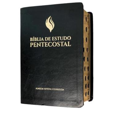 Imagem de Biblia de estudo pentecostal  média  arc edição 95  índice  capa de lu