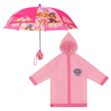 Imagem de Nickelodeon Conjunto de capa de chuva para guarda-chuva e poncho, roupa de chuva para meninas de 2 a 3 anos ou crianças de 4 a 7 anos, Rosa claro, 6-7 Anos
