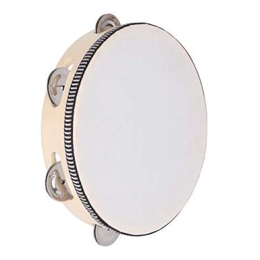 Imagem de Dreokee Pandeiro para adultos, Pandeiro portátil de madeira de 25,4 cm, fileira única, 8 pares