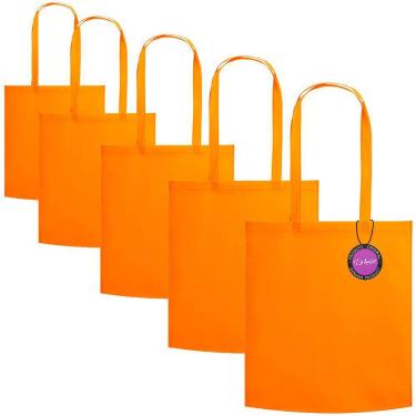 Imagem de Kit 5x Sacola Ecobag em TNT Premium 37x41cm Termo Selado Malta TopGet