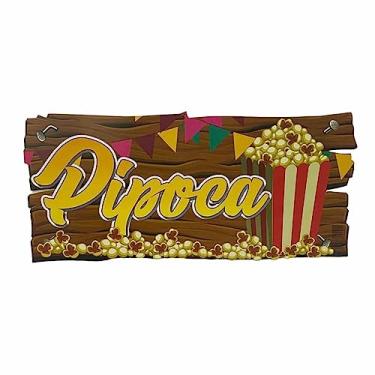 Imagem de Placa Festa Junina Pipoca 48cm x 23cm