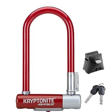 Imagem de Kryptonite Kryptolok Mini-7 Bike U-Lock, trava em U para bicicleta resistente antirroubo, manilha de 12,7 mm com suporte de montagem e chaves, trava de alta segurança para bicicletas e scooters