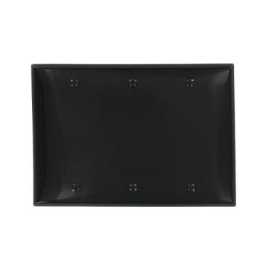 Imagem de Leviton 80735-E 3-Gang Placa de parede sem dispositivo, tamanho padrão, nylon termoplástico, suporte de caixa, preto