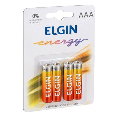 Imagem de Pilha ZINCO-CARVAO ELGIN AAA 1.5V Blister com 4 Unidades