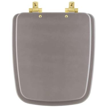 Imagem de Assento Sanitário MDF Soft Close Boss Stone (Cinza Fosco) para Vaso Incepa com Ferragem Dourada