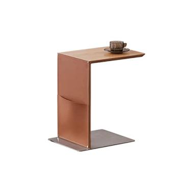Imagem de Mesa lateral em forma de C para sala de estar sofá mesa lateral decoração de escritório mesa de centro quarto mesa de cabeceira moderno rack de armazenamento doméstico mesa de centro para sala de estar