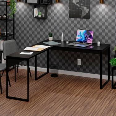 Imagem de Mesa De Escritório Em L Industrial 1,50x1,50 Tpo 25mm (Preto)