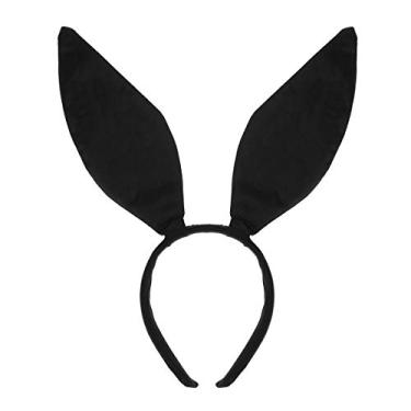 Imagem de Tiara de orelhas de coelho, faixa de cabelo de orelha de coelho sexy para festa cosplay acessório de (preto)