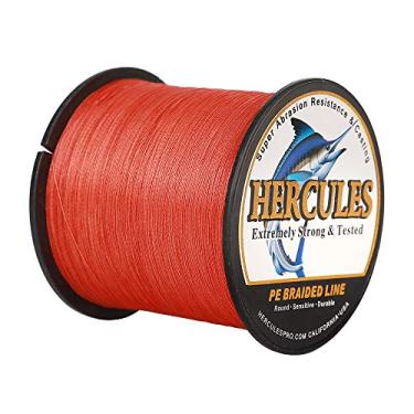 Imagem de Hercules Linha de pesca trançada super forte 4 fios super econômico de 1,8 kg a 2,3 kg Teste para água salgada, 109/328 / 547/1094 jardas (100 m / 300 m / 500 m / 1000 m), Diam# 0,08 mm - 0,55 mm Vermelho, 40LB(18.1KG)-0.32MM-1094YDS(1000M)