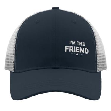Imagem de Boné de caminhoneiro "I'm The Friend" para adolescentes retrô bordado snapback, Azul marinho, Tamanho Único