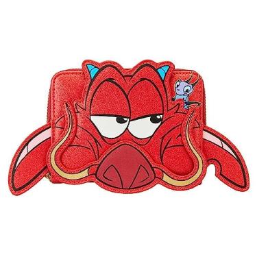 Imagem de Loungefly Carteira Disney Mulan 25º Aniversário Mushu Glitter Zip | Carteiras Disney, Vermelho, One Size, Carteira