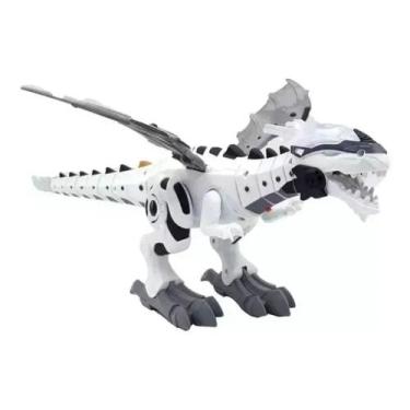 Imagem de Dinossauro Robô Com Asas Solta Fumaça Com Luz E Som Branco - Toys