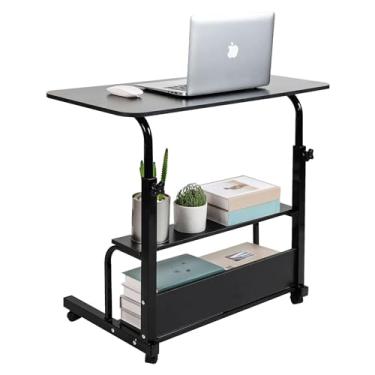 Imagem de Mesa de rodagem para escritório em casa, pequenos espaços, sofá, quarto, mesa de cabeceira ajustável, mesa de parede para estudante, computador portátil, mesa de jogos de aprender sobre rodas, móvel