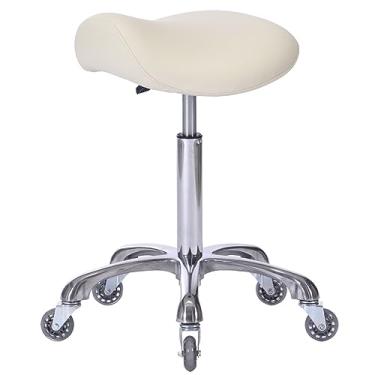 Imagem de FRNIAMC Banqueta profissional com rodas ergonômicas giratórias com altura ajustável para clínica, dentista, salão de beleza, tatuagem, escritório em casa (bege)