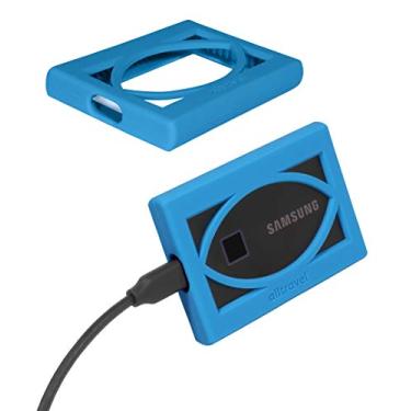 Imagem de Alltravel Capa amortecedora de silicone para SSD portátil Samsung T7, T7 Touch - 1TB, 2TB, 500 GB - USB 3.2 Unidades externas de estado sólido (azul celeste)