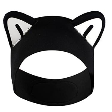 Imagem de Faixa de cabeça de mergulho com orelhas de gato para mulheres e crianças, capuz de neoprene de 2 mm - mantém a água fora - segura os tampões de ouvido - protetores de ouvido seguros para mergulho,