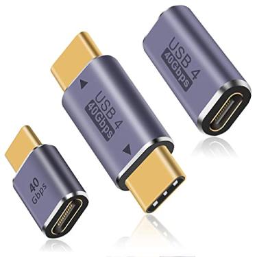Imagem de Duttek Adaptador extensor USB C (pacote com 3), acoplador USB C de 40 Gbps, adaptador USB C macho para fêmea e conector USB C macho para macho com tela de vídeo 8K a 60Hz para Steam Deck, MacBook,
