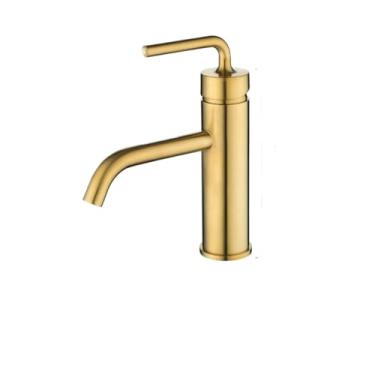 Imagem de Torneira preta para banheiro, ouro rosa, ouro escovado, torneira misturadora de água de cobre montada, alta e preta Short Disponível, short dourado escovado