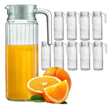 Imagem de KIT 10 Jarras Suíça de Vidro 1l com Tampa para Suco, Água e Refrigerante - 10 Unidades