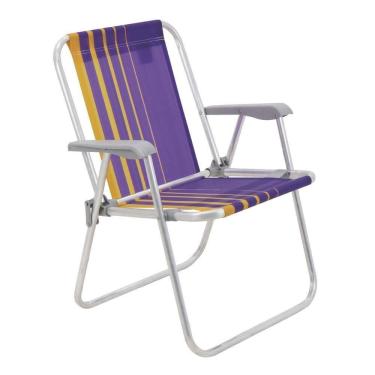 Imagem de Cadeira De Praia Camping Alumínio Samoa Cores Tramontina Roxo