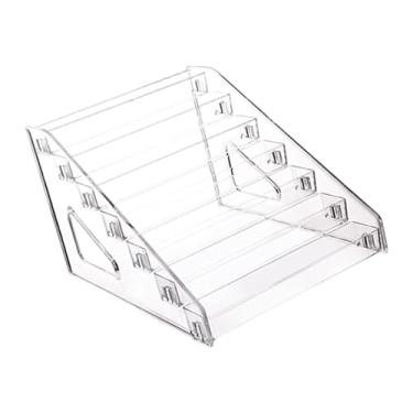 Imagem de UGPLM Rack de exibição acrílico desafio moedas rack mesa organizador prateleiras titular exibição riser para medalhas, emblemas brinquedos mini bonecas, 7º nível