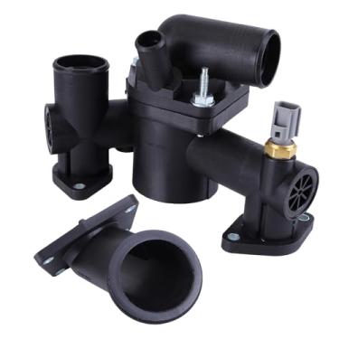 Imagem de AJ89485 Conjunto de caixa de termostato compatível com 2003-2005 Ja-guar S-Type XJ8 XJR 3.5L 4.2L 4.2T AJ-V8 Kit de carcaça de termostato de refrigerante de motor de carro com termostato 2003 2004