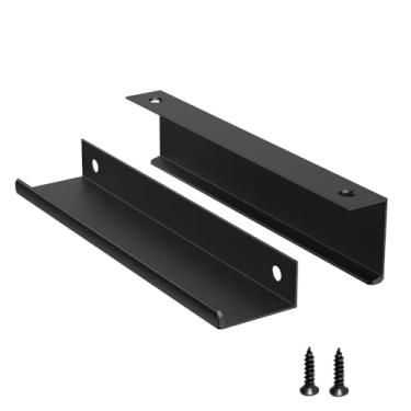 Imagem de Precisluck Pacote com 5 puxadores de gaveta ocultos pretos para armário de porta de liga de alumínio puxador de barra de dedo ferragens ocultas para móveis de montagem traseira alças de cómoda para