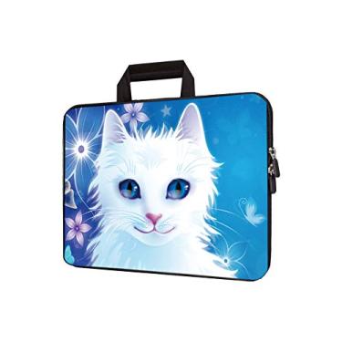 Imagem de Bolsa de transporte para laptop de 11,6" 12" 12" 12" 12,5" 12,5" capa para notebook Chromebook bolsa Ultrabook capa para tablet capa de neoprene serve para Apple MacBook Air, Samsung, Google, Acer, HP, Dell, Lenovo Asus (gato branco)