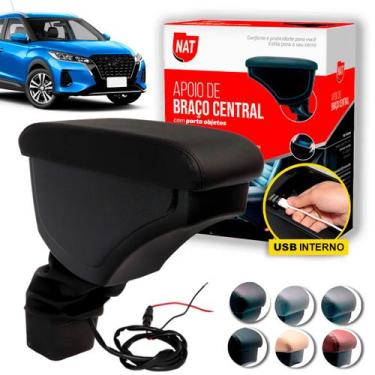 Imagem de Apoio de Braço Encosto Kicks  2016 Até 2023 C/ Usb - Nat, Preto C/ Lin