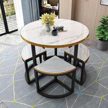 Imagem de Mesa de recepção e cadeira conjunto pequeno clube de escritório negociação reuniões de vendas mesa de conferência com cadeiras mesas redondas para lojas de escritório, d7